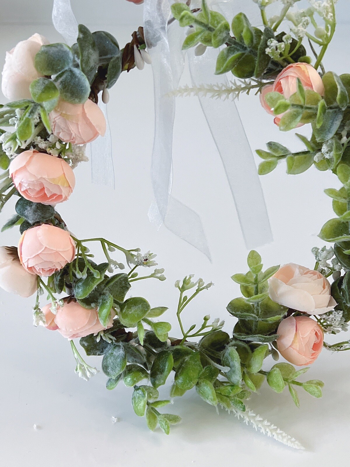 Women Beige Pink Champagne Rose Flower Beach Party Hair Headband Tiara Garland