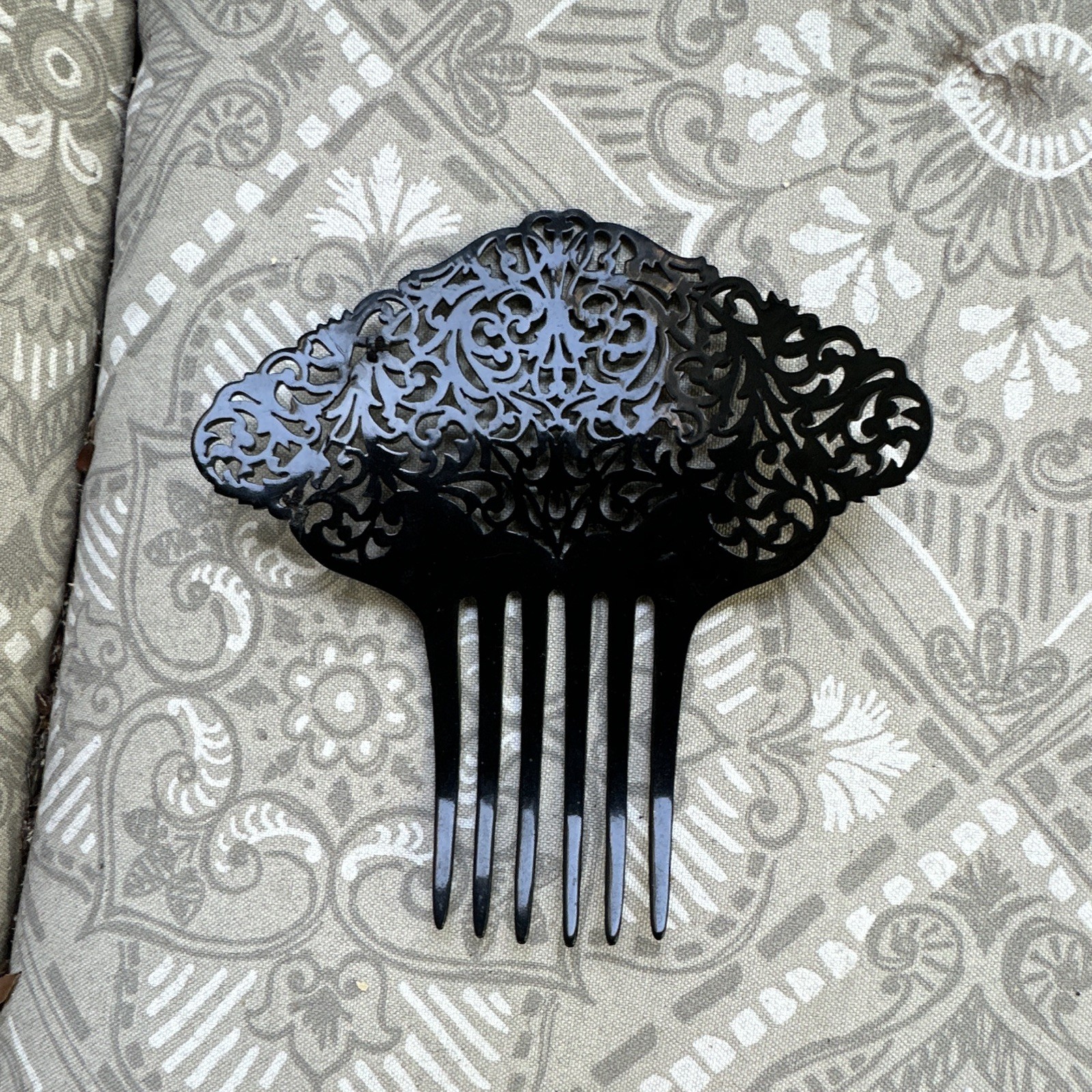 Lot of 4 Decorative Plastic Hair Combs, Black Filigree & Tortoiseshell Fan