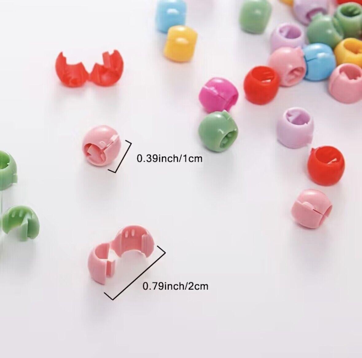 60pcs Colorful Hair Braid Beads Set Cute Candy Plastic Clips for Women Girls