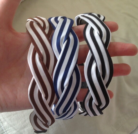 Pick 1 – Braided Polka Dot or Stripped Fabric Headband