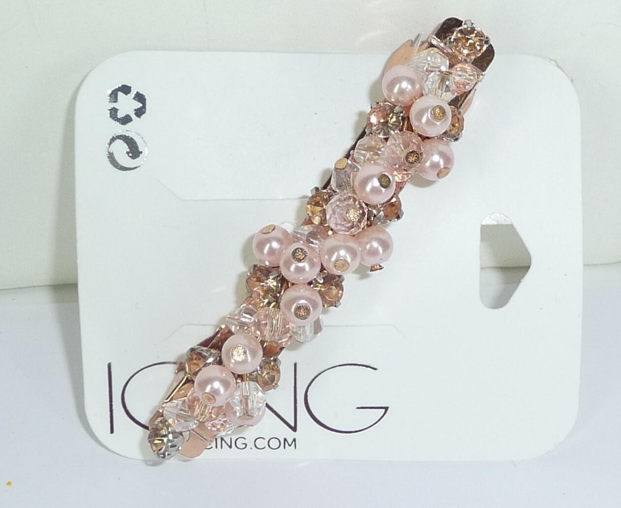 Claire’s Icing Hair Clip Beaded Rhinestones Faux Pearl Dusty Rose USA Seller