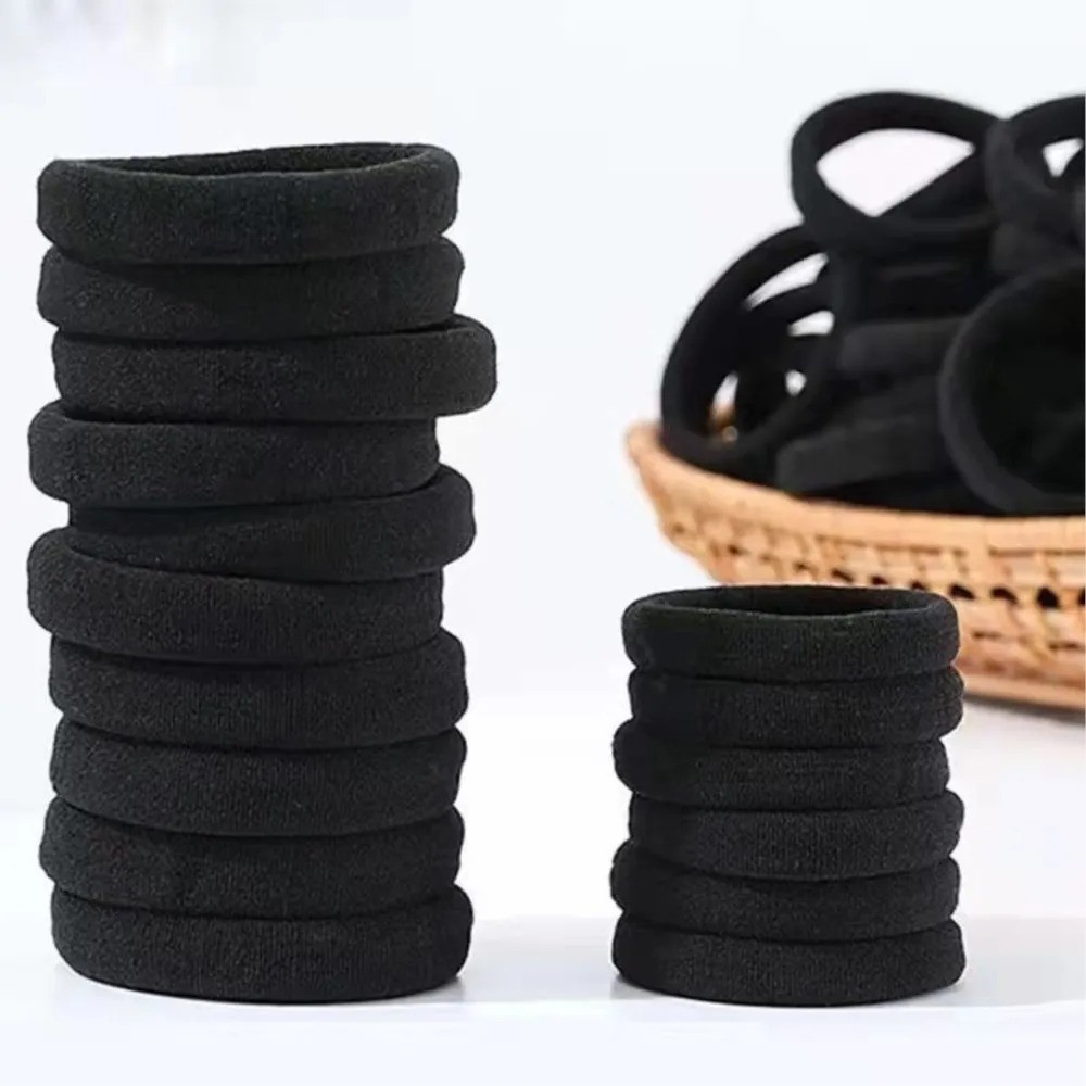 10PCS Black Seamless Hair Ties No Damage Ponytail Holders for Women Girls