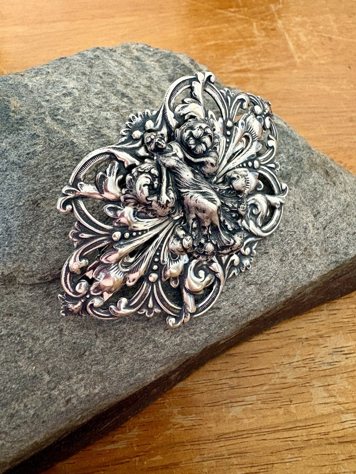 Art Nouveau Woman/Lady Angel Victorian Goddess Hair Barrette, French Hair Clip