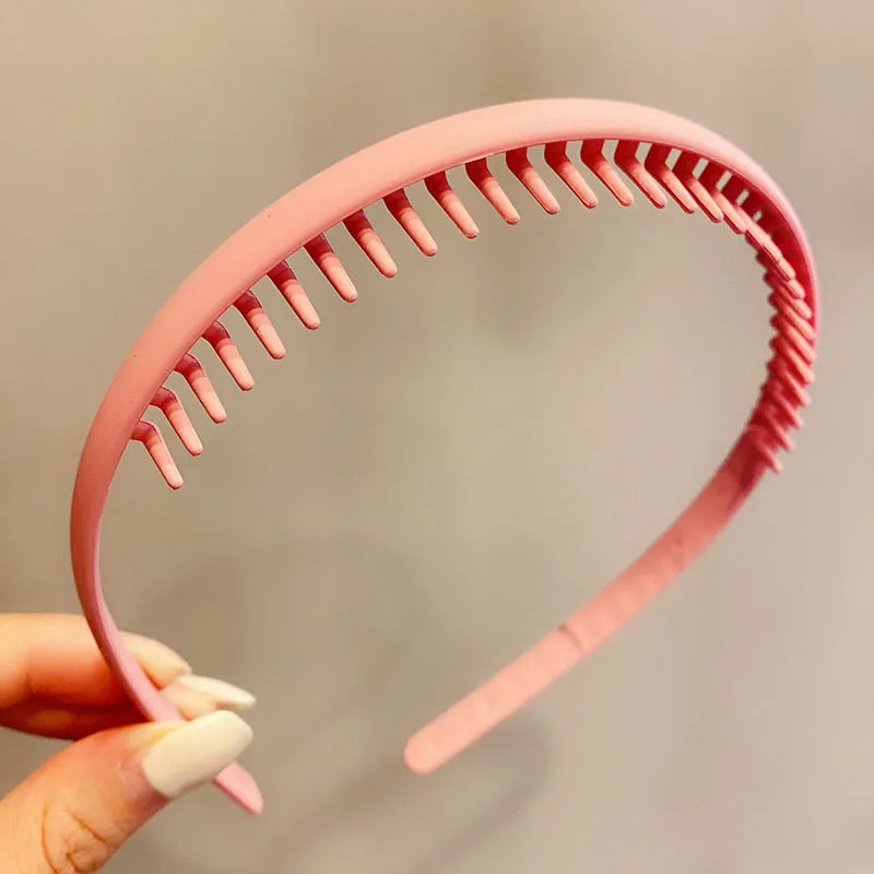 Women Simple Colorful Matte Toothed Hairbands Broken Hair Finishing Headband Out