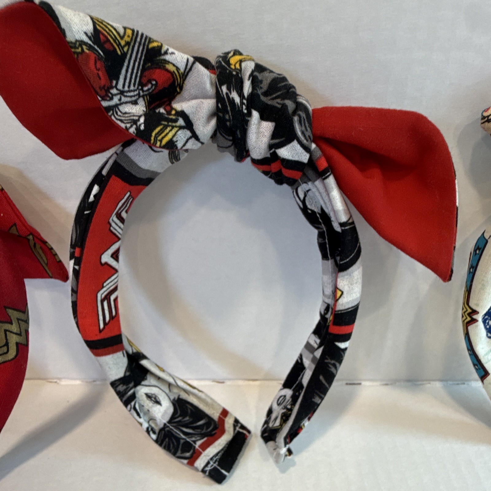 Wonder Woman Print Fabric Knot Front Bow Girls Headbands Multicolor Set of 3