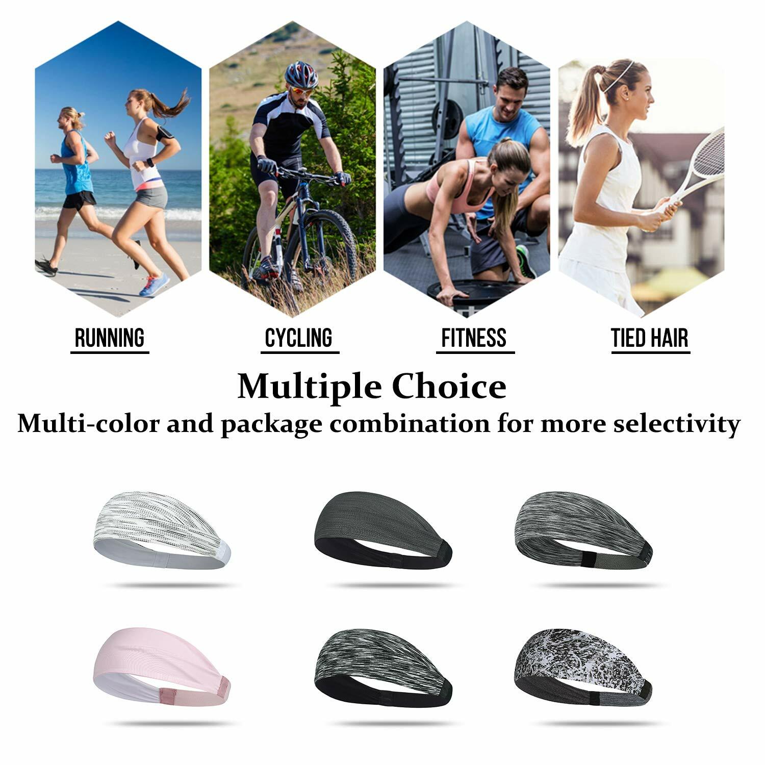 Sports Headbands for Women Men Yoga Sweatband Workout Elastic Exercise Hair Band