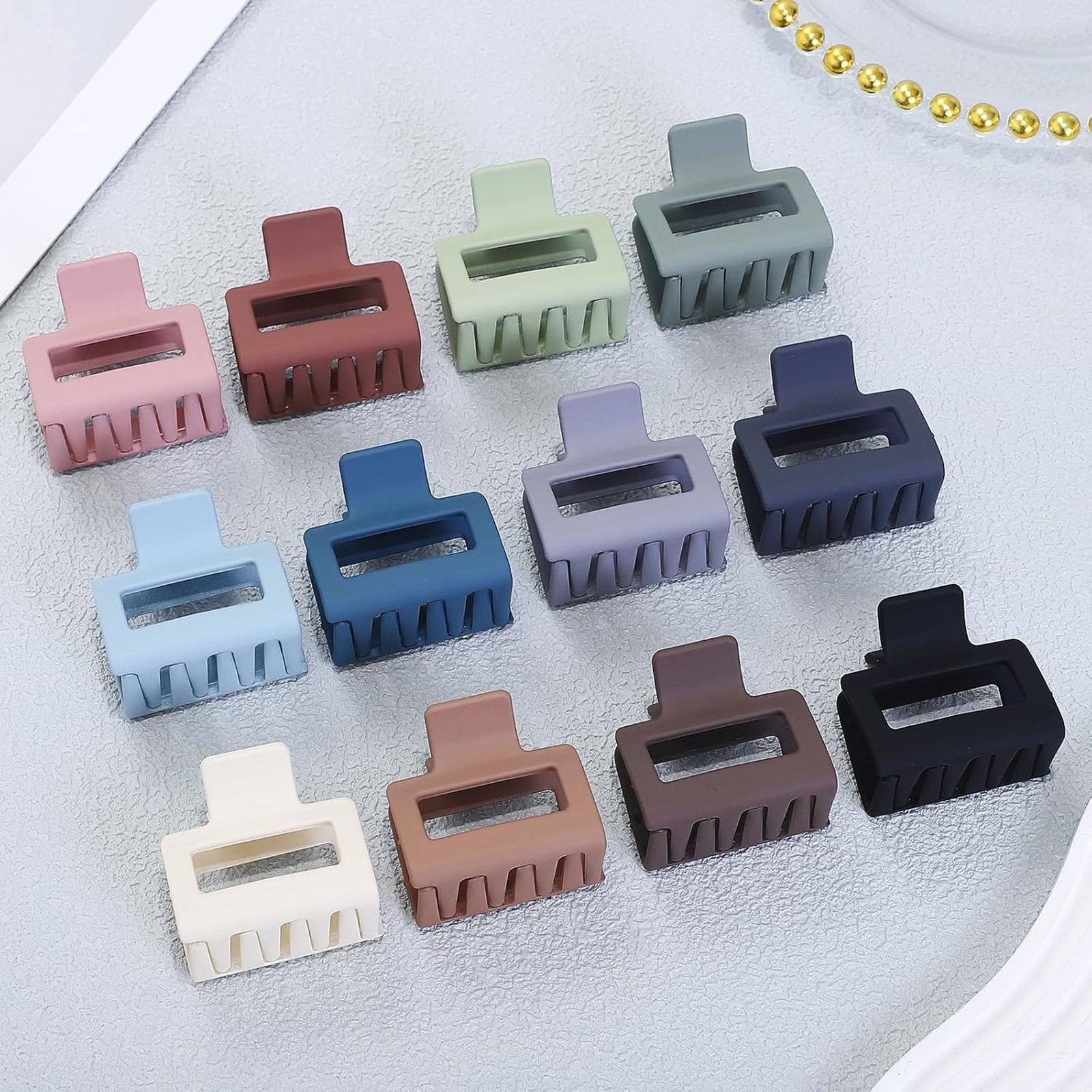 2 Inch Hair Claw Clips Mixed Colors Medium Size Acrylic Square Nonslip Hair