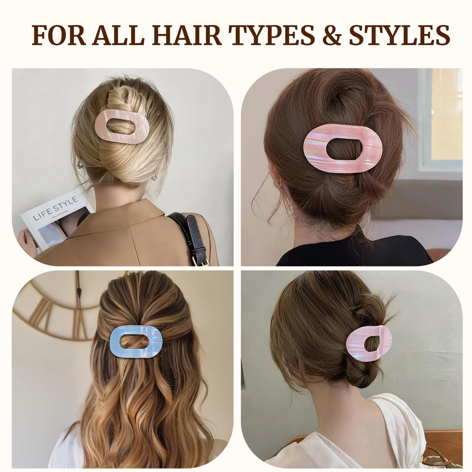 Lourny Flat Hair Clips for 1 Count (Pack of 1), Yellow+Blue+Pink+Purple