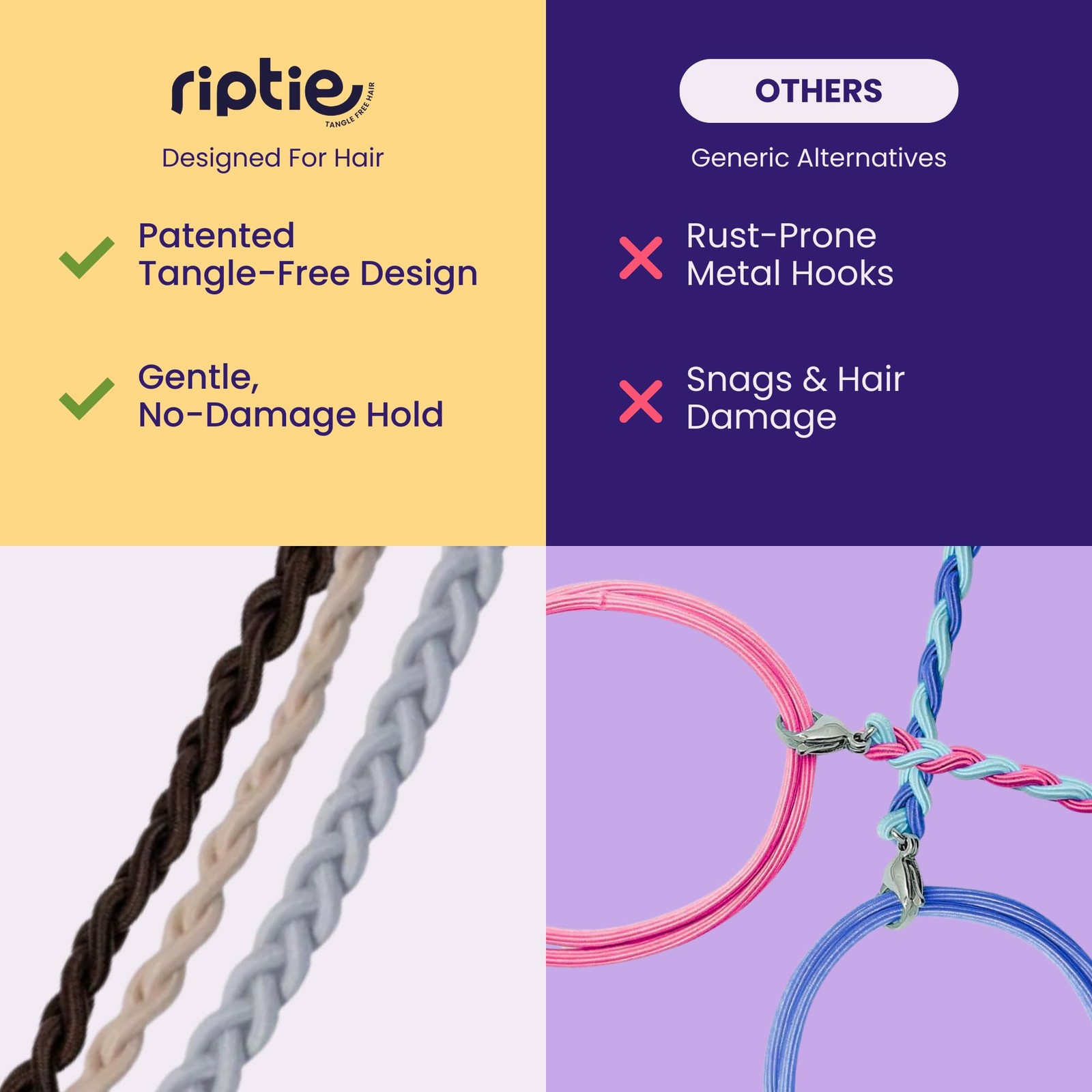Regular Soft Tangle-Hair Tie for , Nylon Hair Elastic, Colorful Hair Accessor…