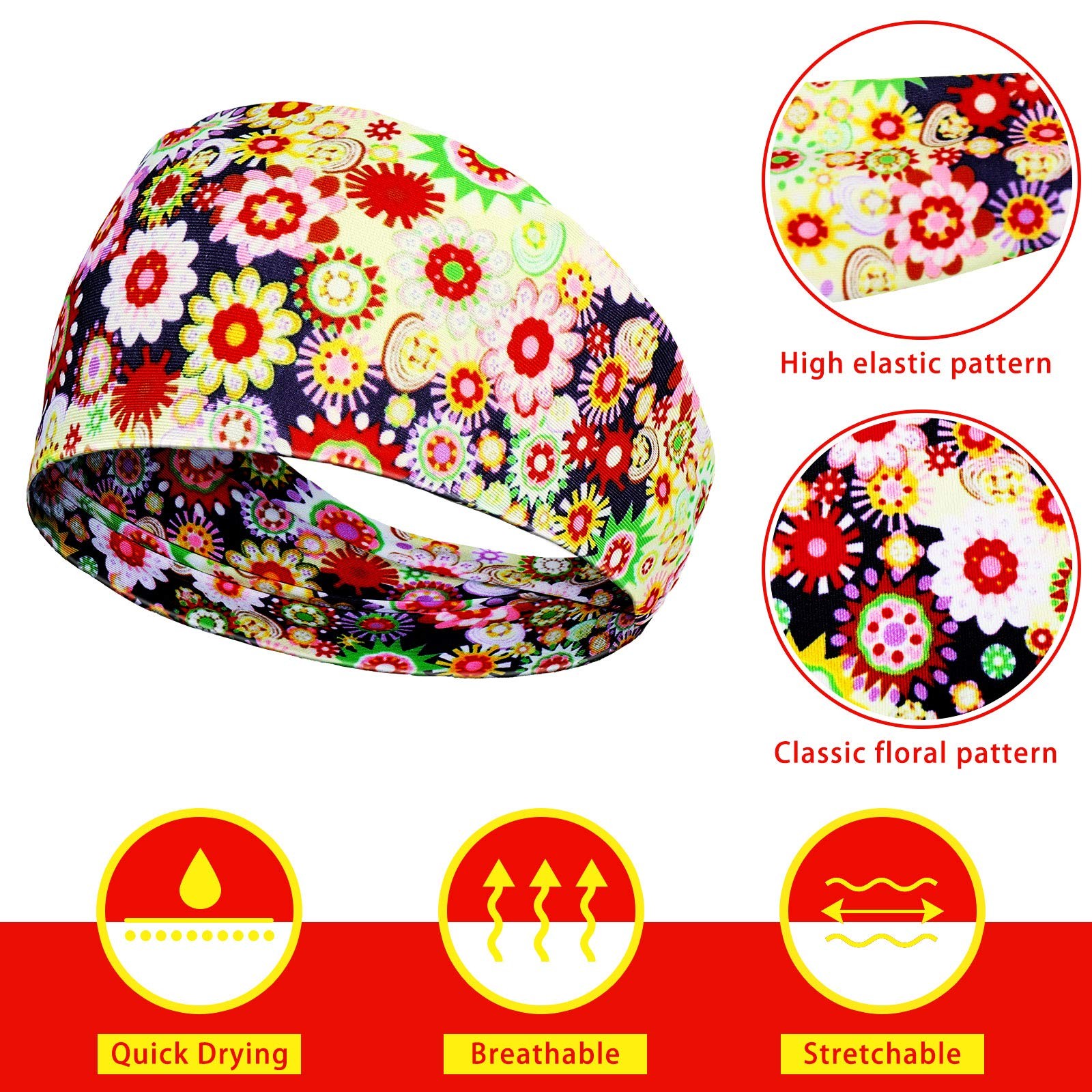 8 Pcs Wide African Headband for Women Stretchy Boho Print Hairband Non Slip H…