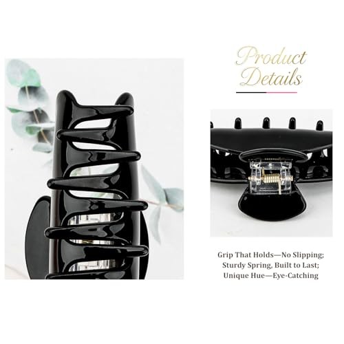 3PCS Claw Clips for Women Large Hair Styling Clips for Thick Thin Hair Black