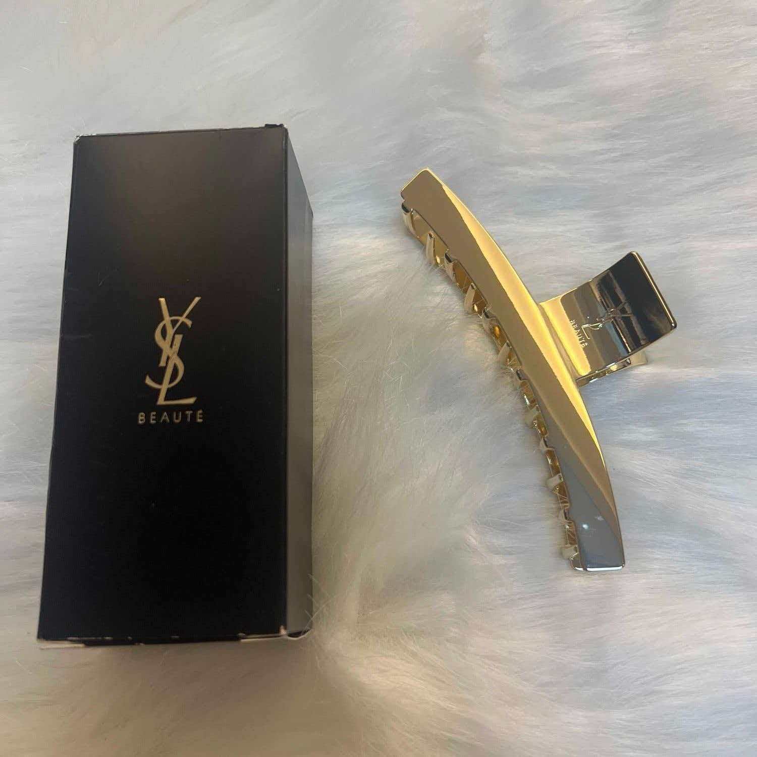 YSL Saint Laurent Gold Hair Clip Fashion Zinc Alloy Shark Clip