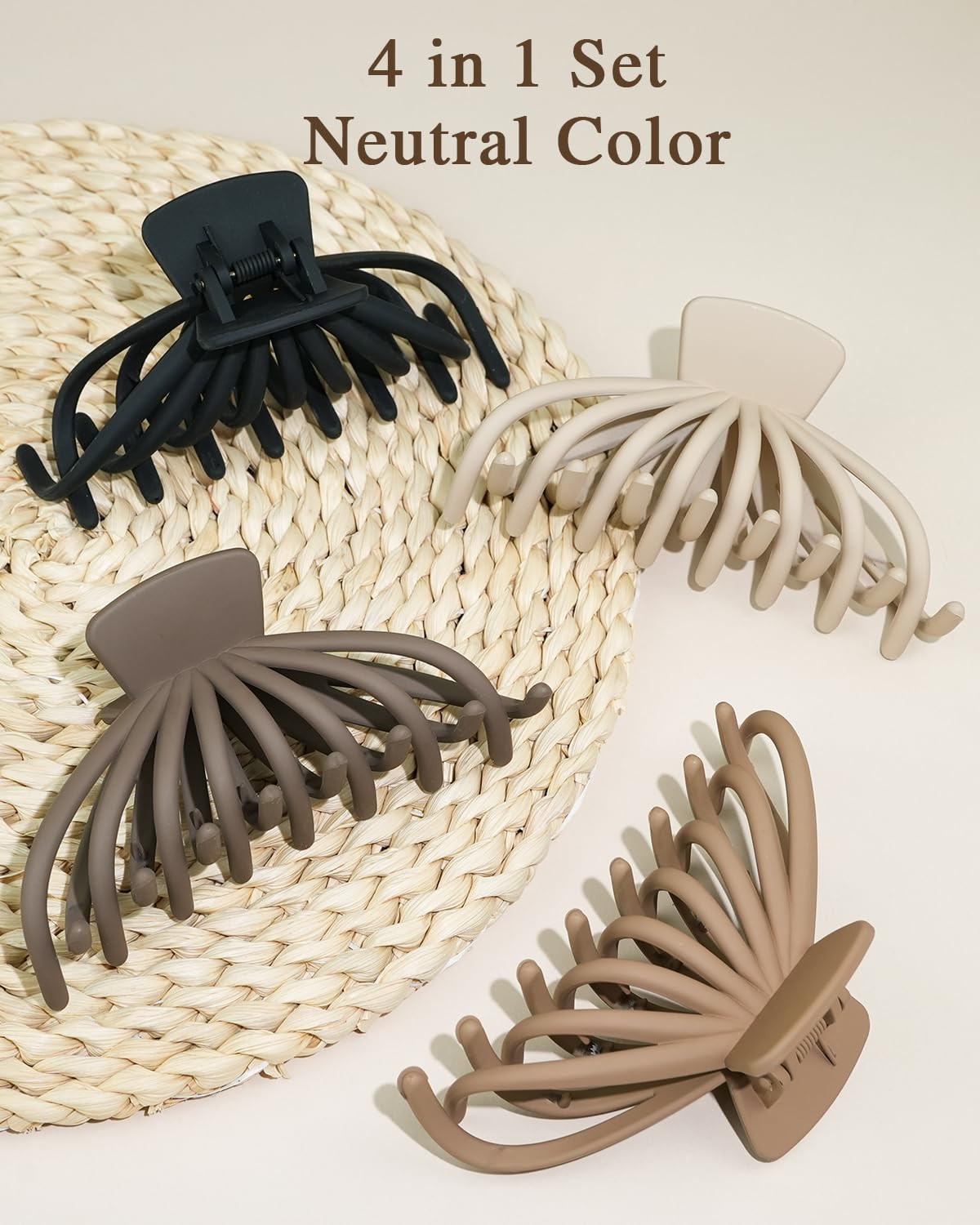 4 Pack Large Hair Claw Clips for Women, Non-Slip Matte Big Hair Clips for Thick