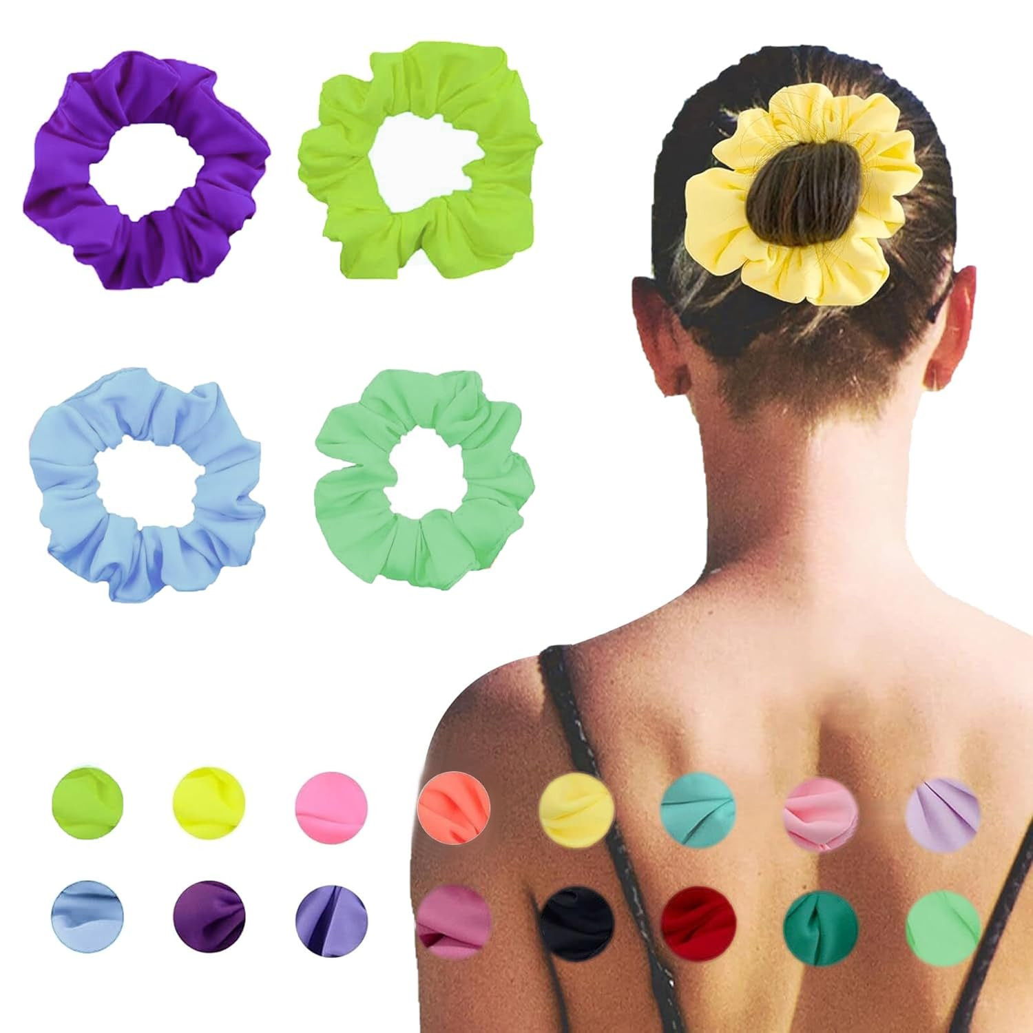 Waterproof Neon Scrunchies Gym Scrunchie – Water-resistant Hair Ties Pool scrunc