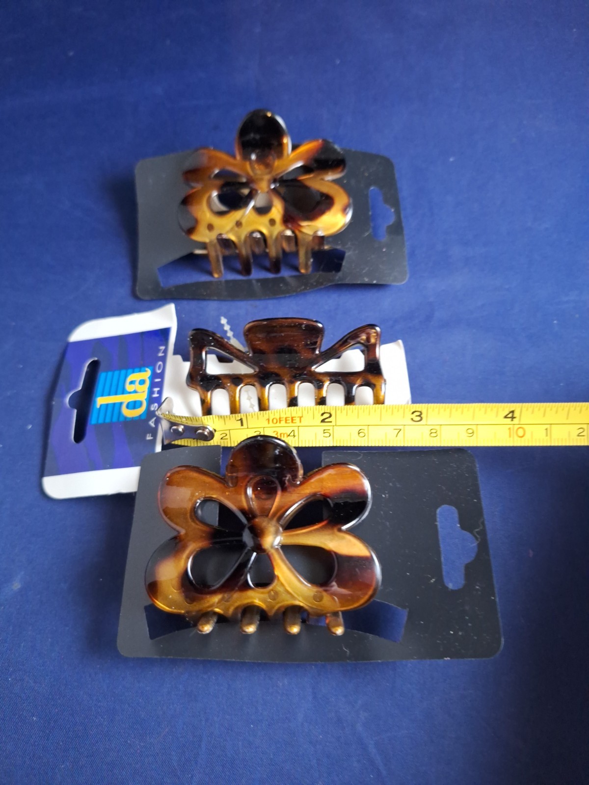 Vtg Y2K Faux Tortoise Shell Bow Flower Lot Of 4 Hair Claw Clips *17-H