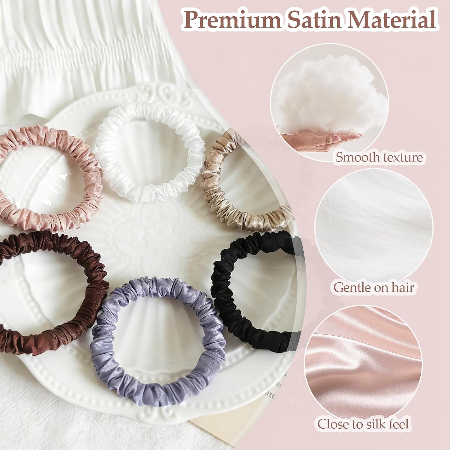 12 Pcs Silk Scrunchies, No Damage Hair Ties for Thin Thick Curly Hair