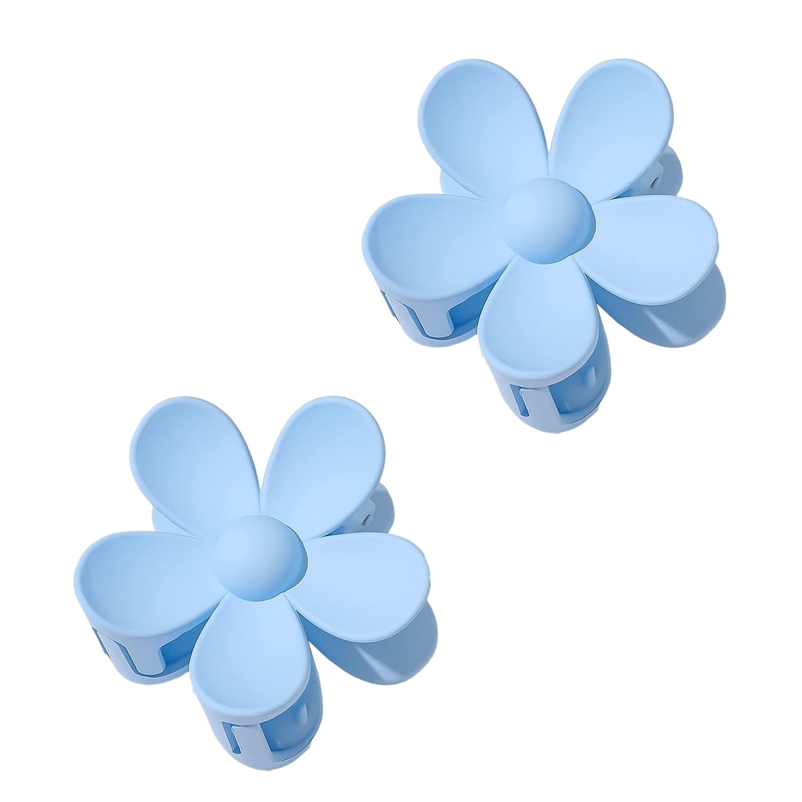 2Pcs Floral Hair Clip, Blue – Large Cute Claw 1 Count (Pack of 2),