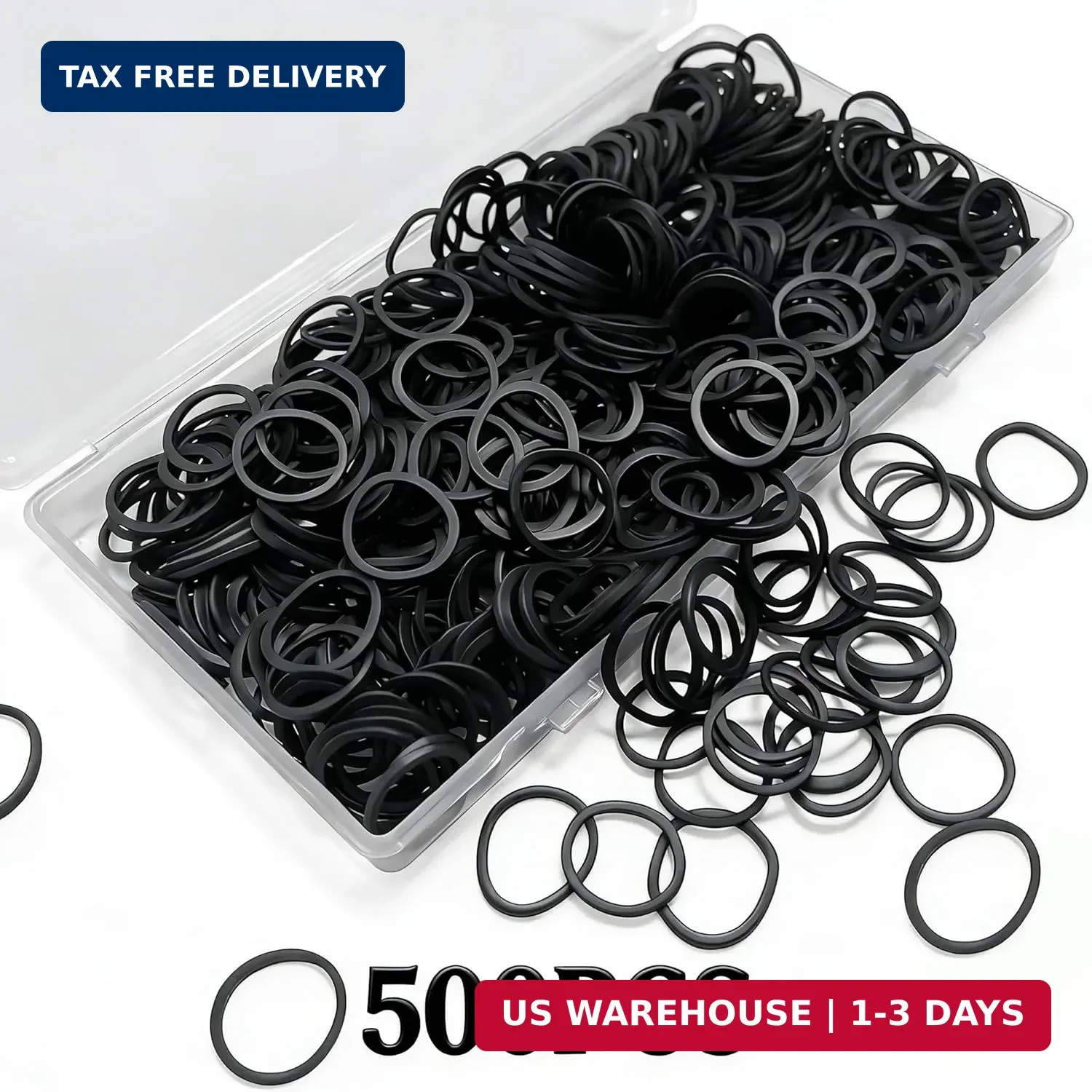 black Elastic Hair Bands，BEBEEPOO 500pcs Mini Rubber Bands with a box Soft Elast