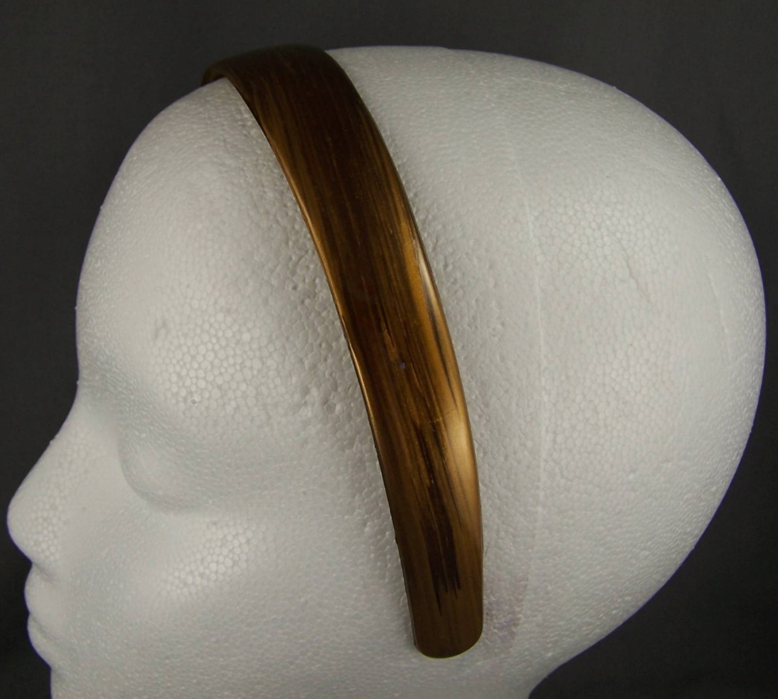 Olive Gold brush stroke plastic 1 inch wide headband hair band accessory teeth
