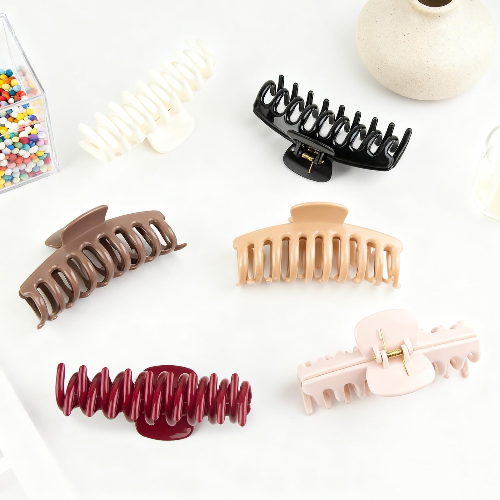 6-Pack 4.3inch Banana Silicone Cloud Claw Clips, Soft Multicolor