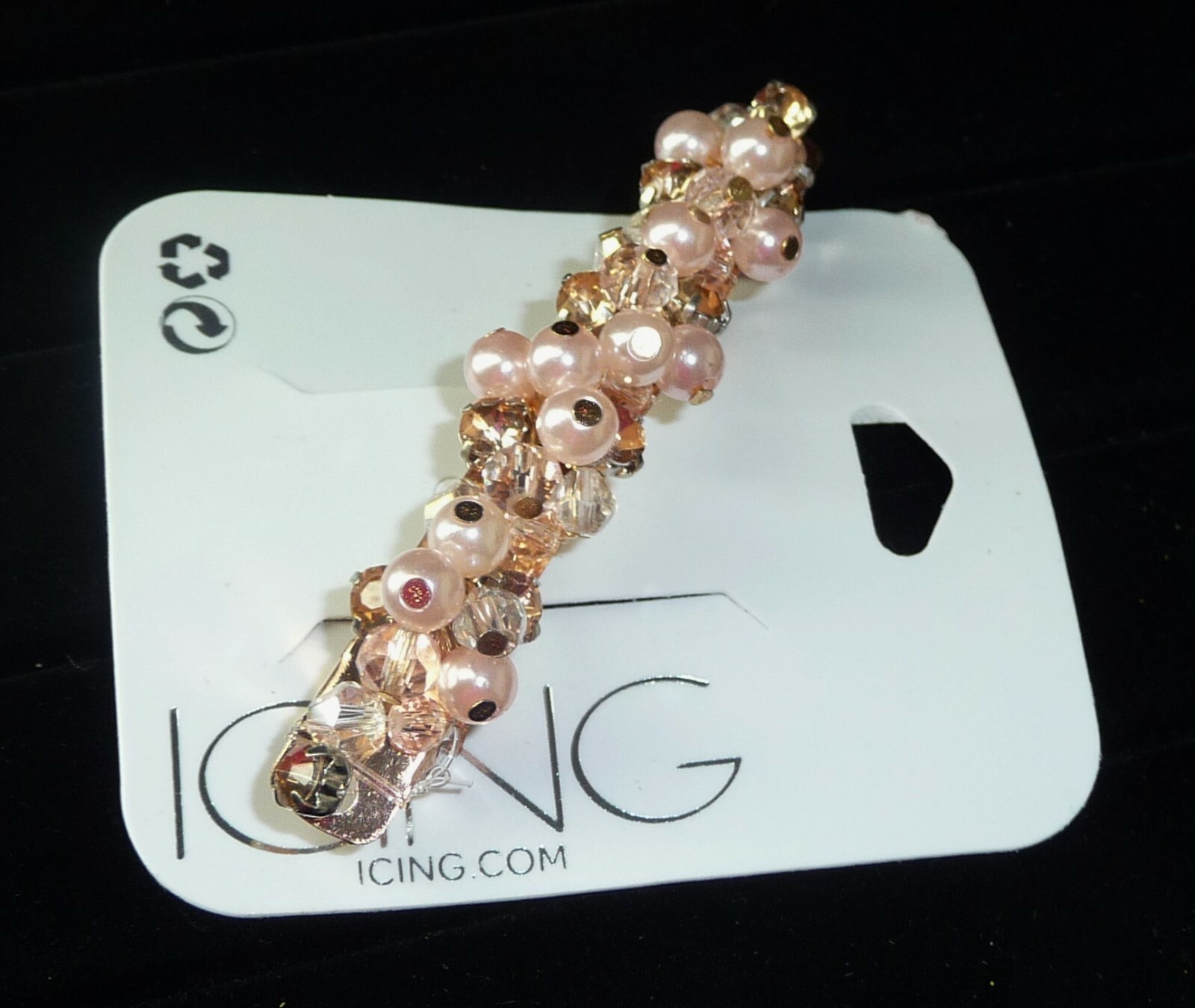 Claire’s Icing Hair Clip Beaded Rhinestones Faux Pearl Dusty Rose USA Seller