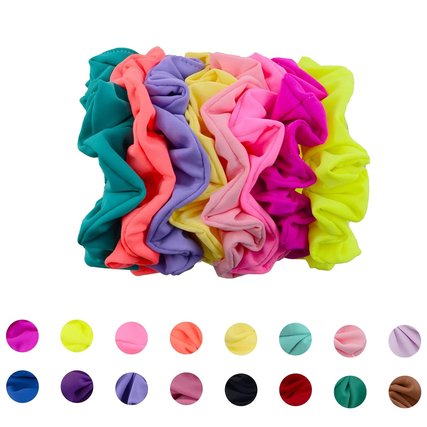 Waterproof Neon Scrunchies Gym Scrunchie – Water-Resistant Hair Ties Pool Scrunc