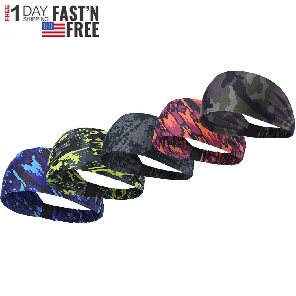 Mens Women Sweat Sweatband Headband Yoga Gym Running Stretch Sports Head Band