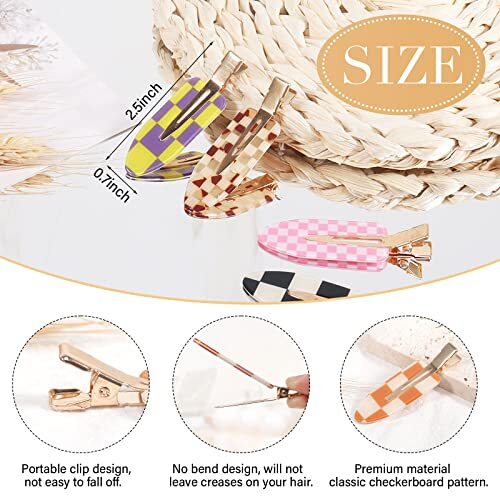 18PCS No Bend Hair Clips, Checkerboard No Crease Curl Pins, Acrylic Type-18PCS