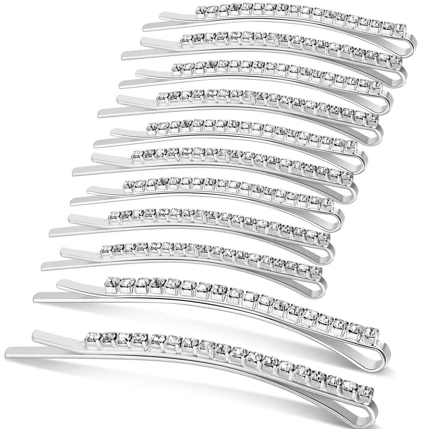 24 Pcs Rhinestone Hair Accessories: Sparkly Crystal Bobby Pins, Shiny Hair Clips