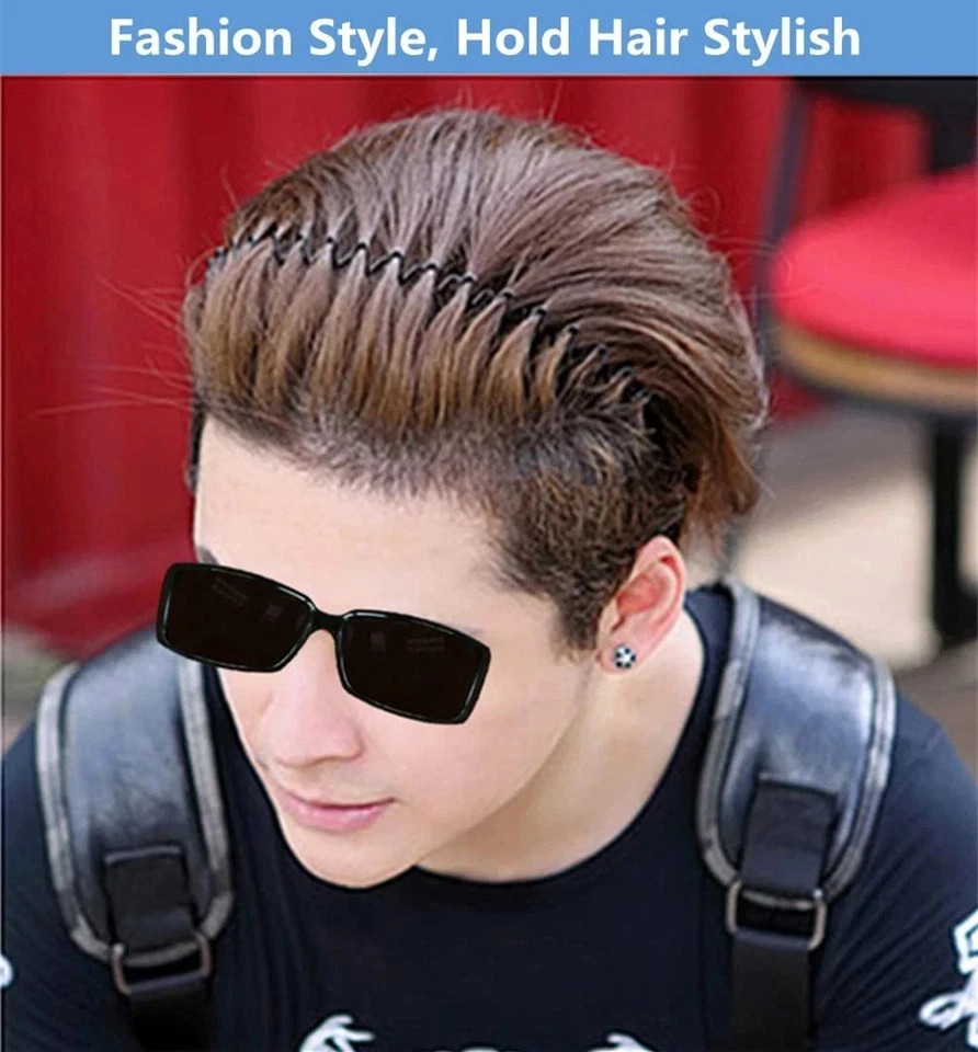 bodbop Metal Hair Band for Men Headband Women Bands Unisex Black Wavy Spring