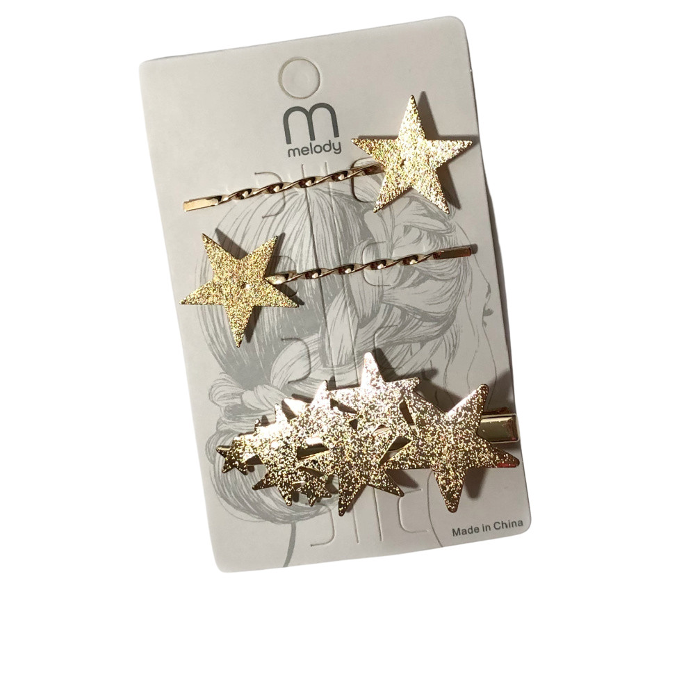 Gold Color Stars Hair Clip Barrette Bobby Pins NIP Fairy Superhero Cosplay