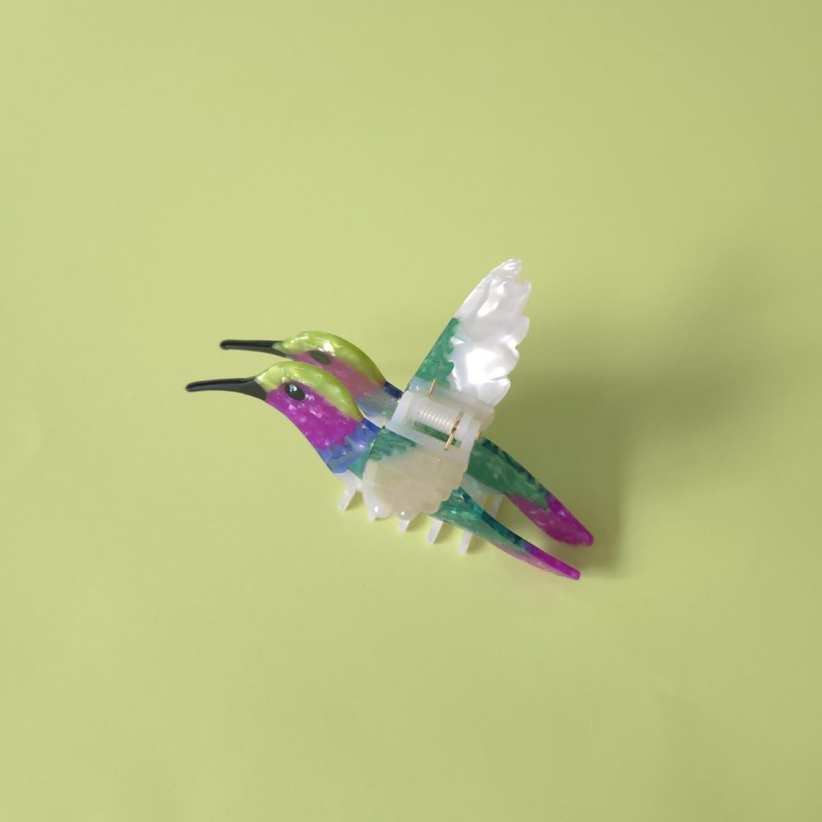 Cute Hummingbird Hair Clips,Funny Acetate Bird 1 Count (Pack of 1), Green