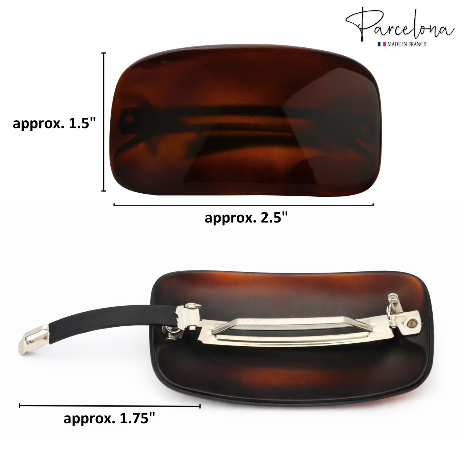 Parcelona French Small Barrette for Fine & Thin Hair Tortoise Shell Non-Slip