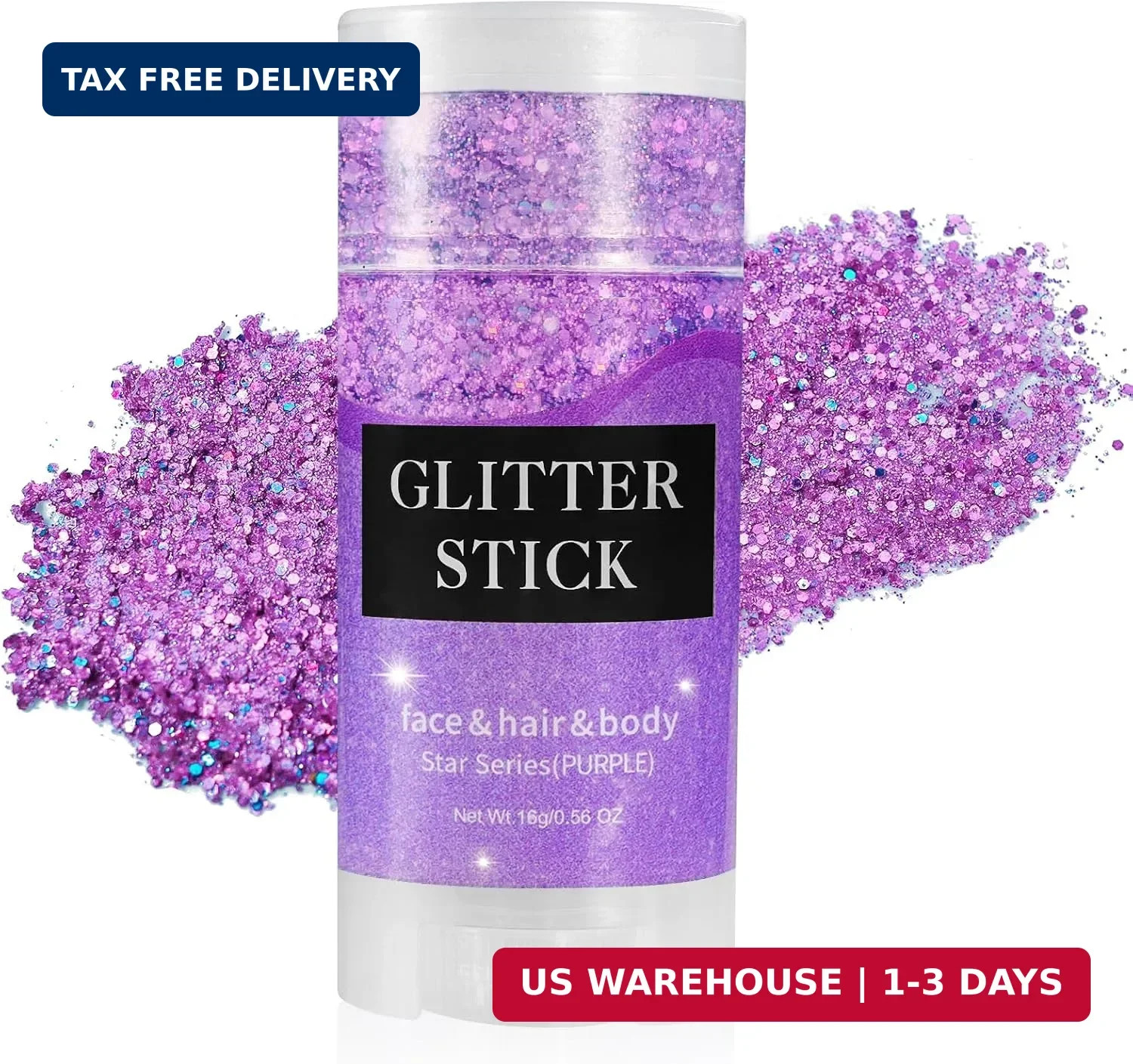 Purple Body Glitter Stick,Mardi Gras Face Hair Glitter,Festival Concert Rave