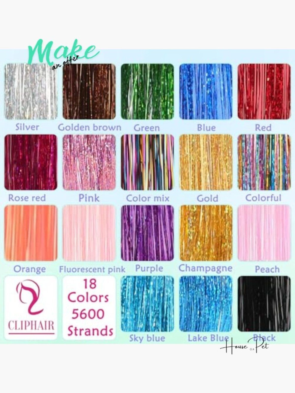 Hair Tinsel Kit 7600 Strands Heat Resistant Polyester Fiber Fairy Hair