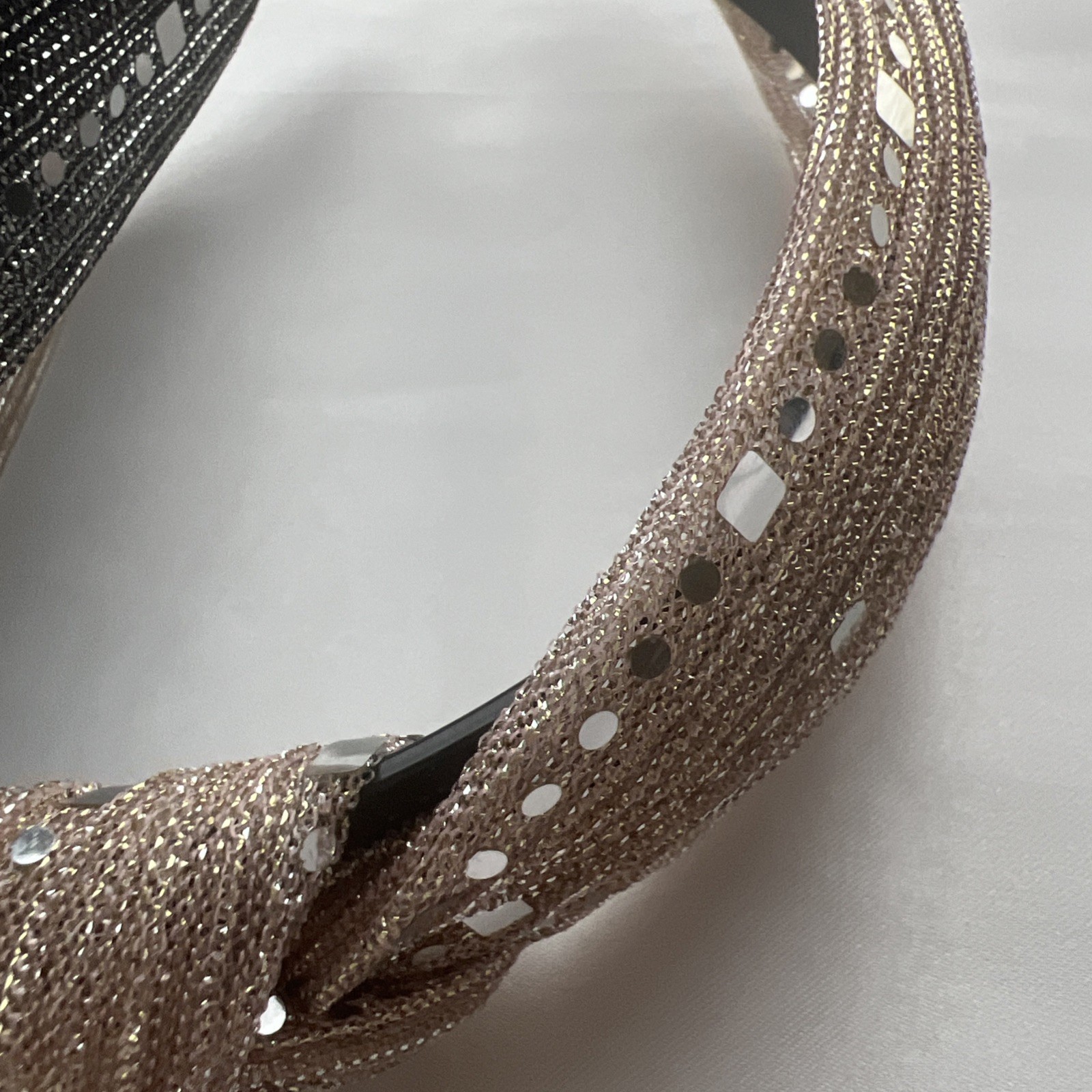 Shimmering Sequin and Bead Accent Knotted Headband – Black and Tan set of 2