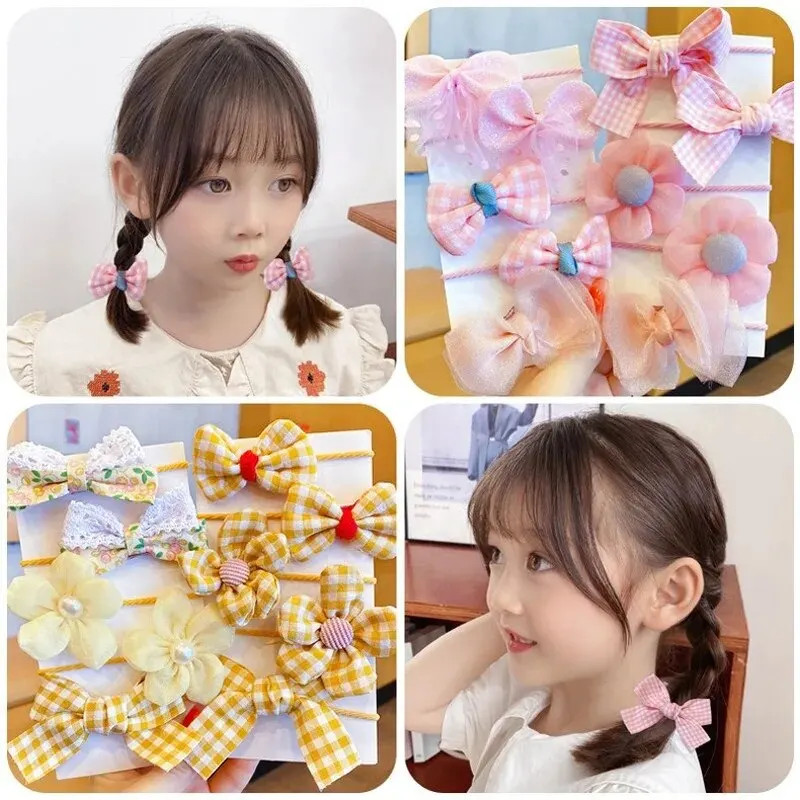 10Pcs Hair Accessories Girls Scrunchies Aesthetic Lacos De Cabelo Infantil Bands