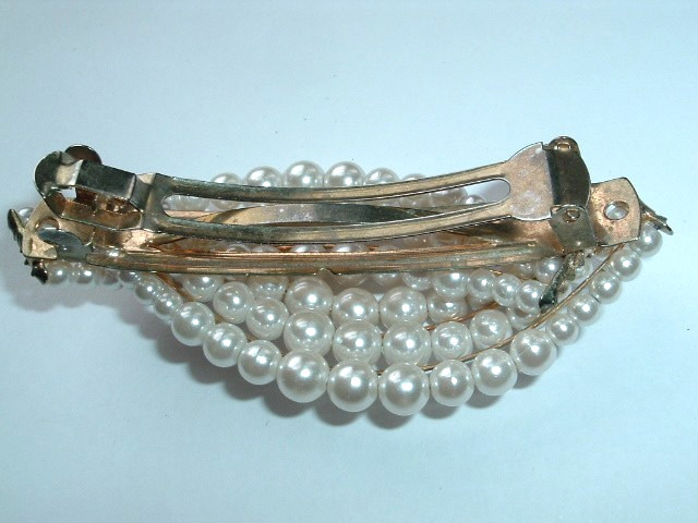 WEDDING WHITE PEARL SWIRL 3.5″ HAIR BARRETTE NWT