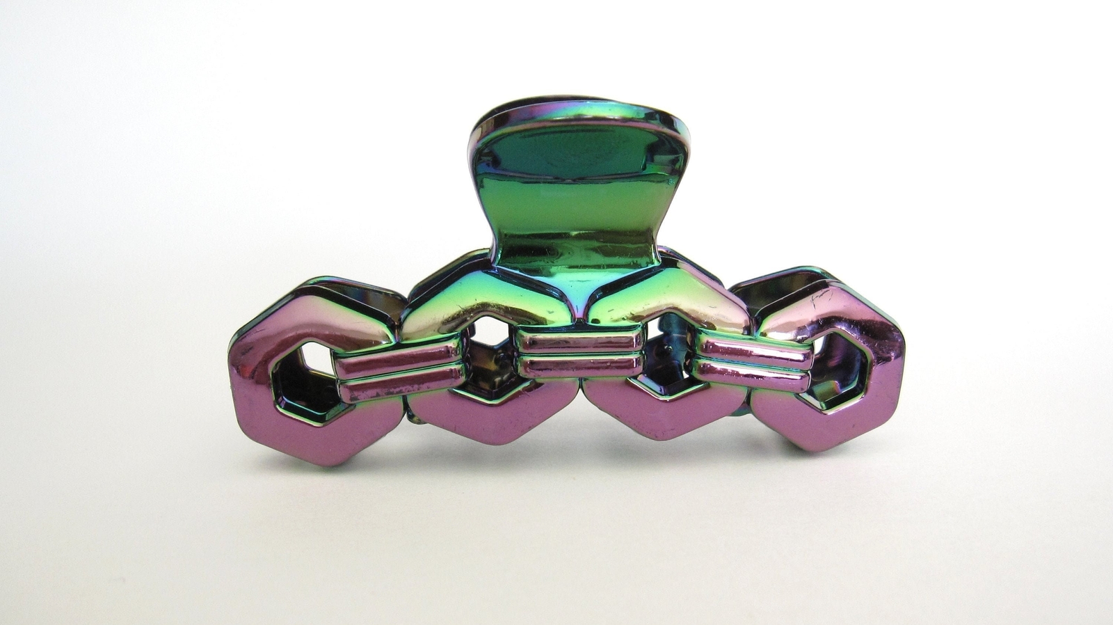 Metallic iridescent multi colored acrylic hair claw clip for long fine hair
