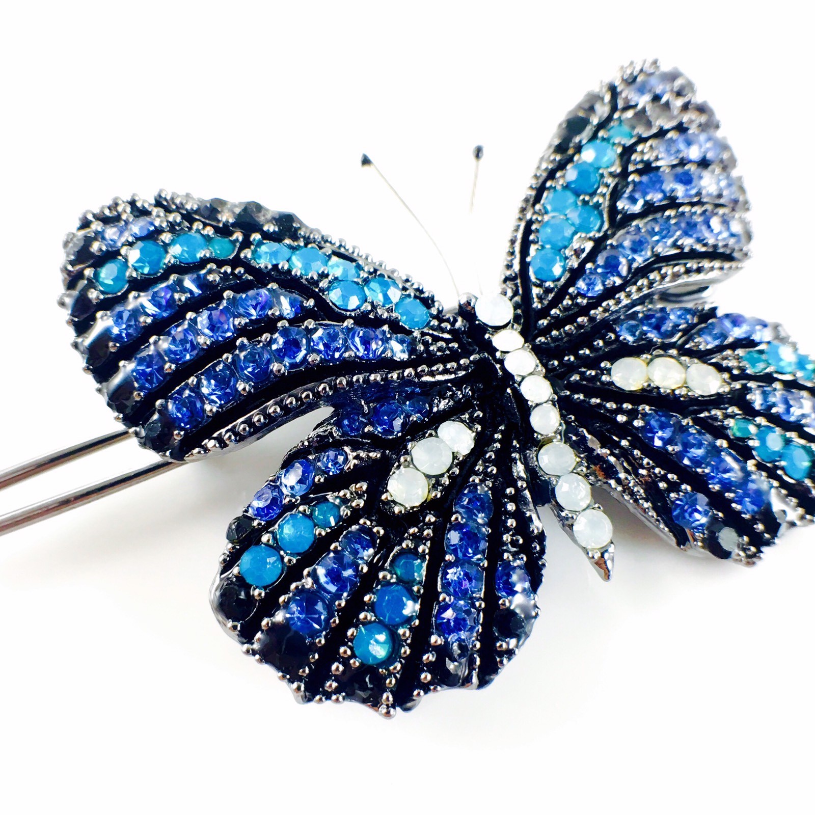 USA BUTTERFLY Hair Clip Hairpin use Swarovski Crystal Elegant Unique Blue B-1