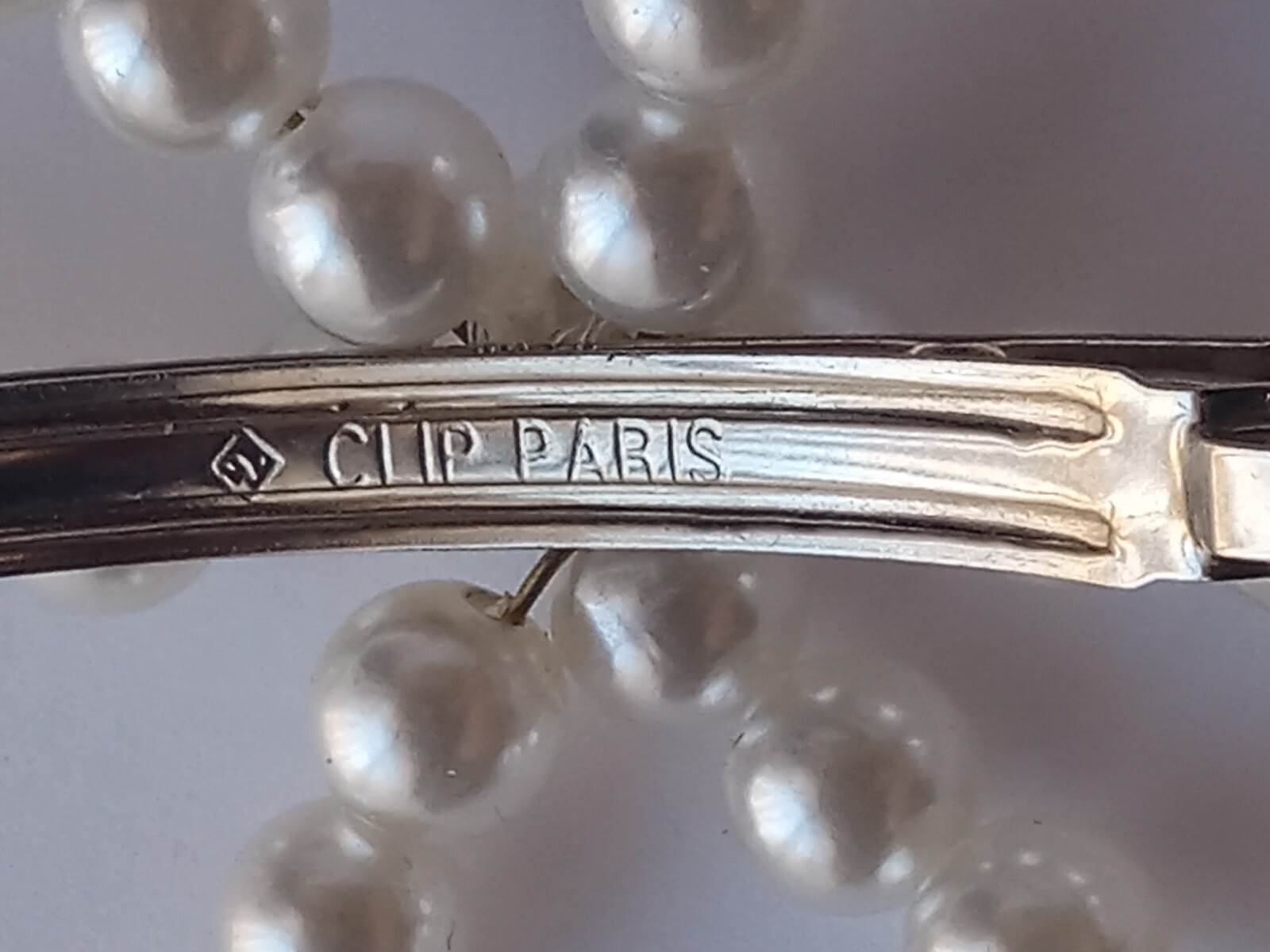 Elegant Beaded Faux Pearl Knotted Bow Barrette Hair Clip PARIS Wedding