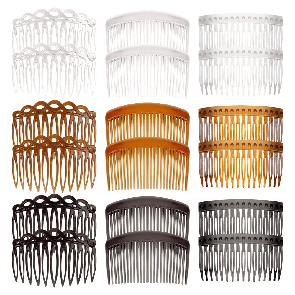 18 Pieces French Side Combs, Plastic Side Hair Twist Decorative Comb with Tee…