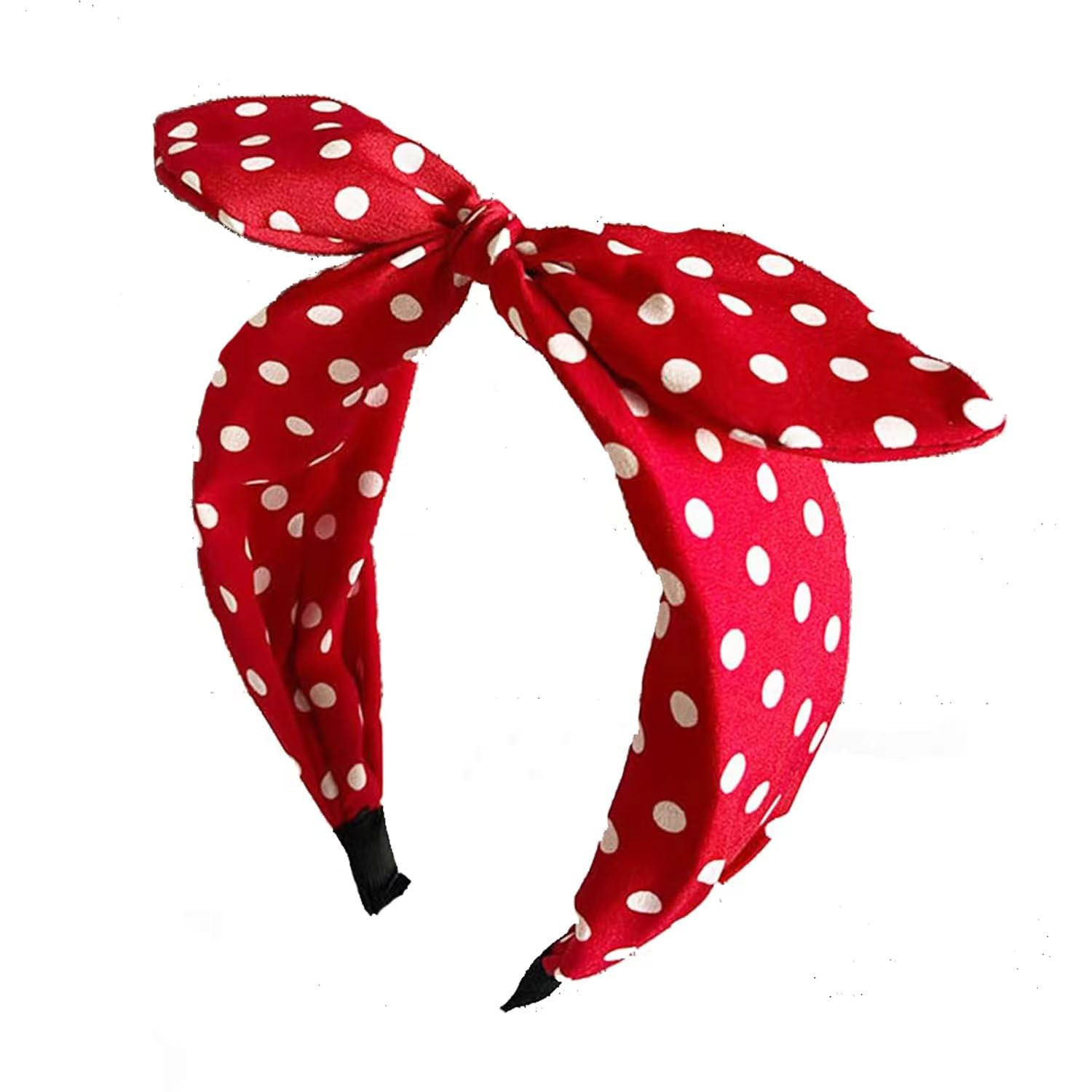 Red Polka Dot Bow Headbands for Women Bandana Hairband with Bow Halloween Costum