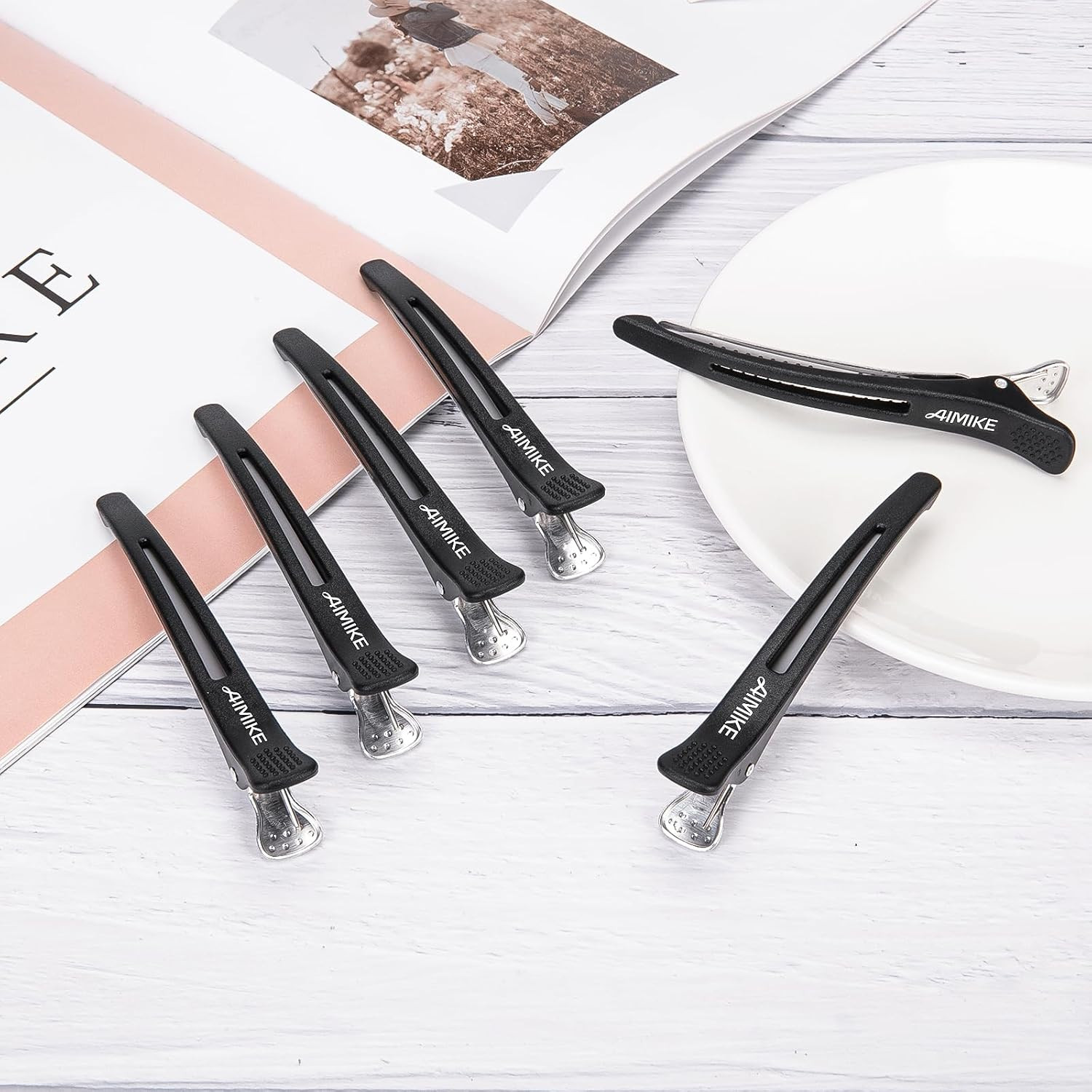 6 Pcs Non-Slip Hair Clips, Duck Bill Styling Clips for Salon & Home Use, Black