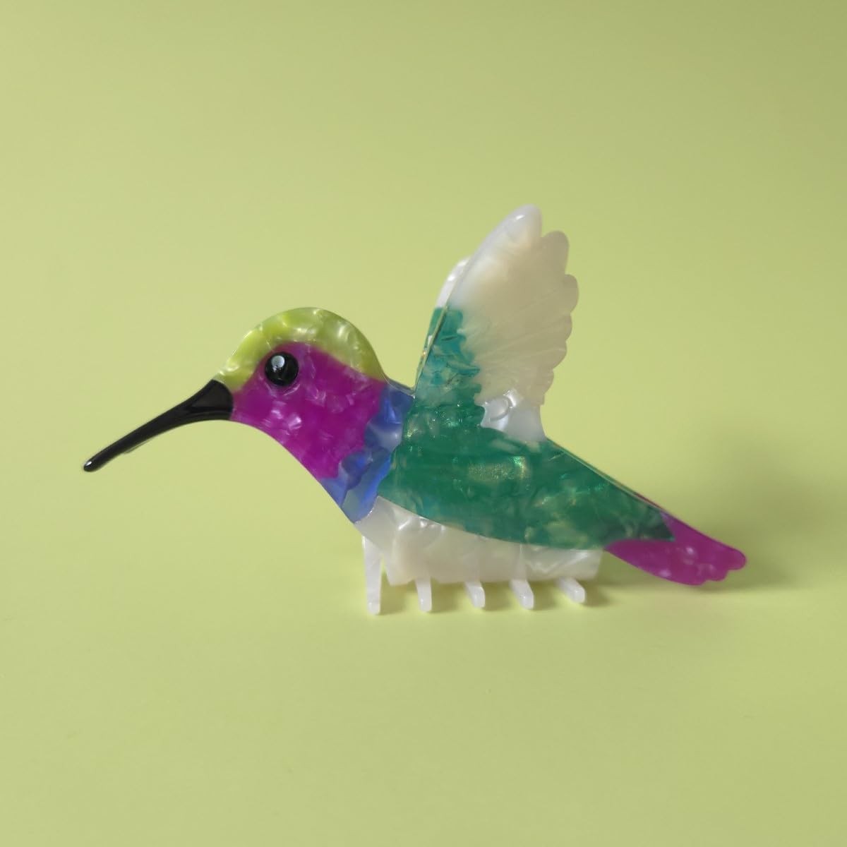 Cute Hummingbird Hair Clips,Funny Acetate Bird 1 Count (Pack of 1), Green