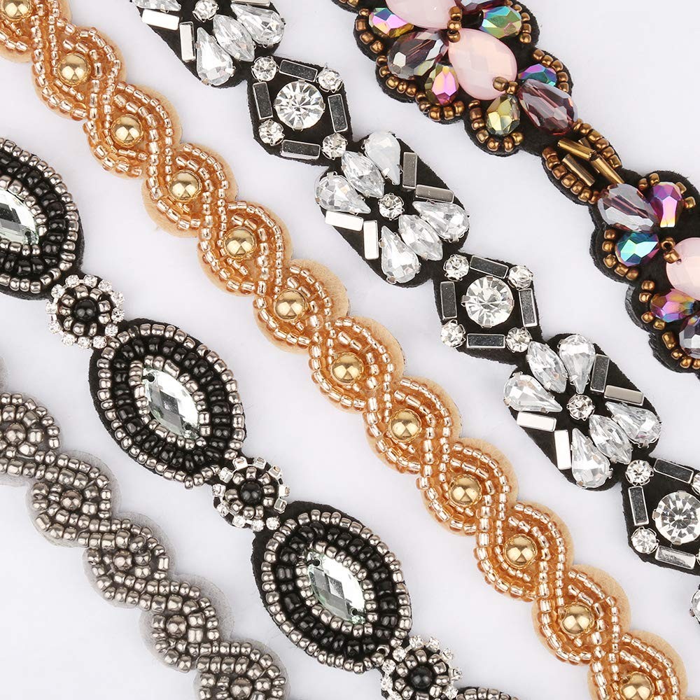 Teenitor 5pcs Elastic Beaded Headbands, Jewels Hairbands Hat Bands, Crystal R…