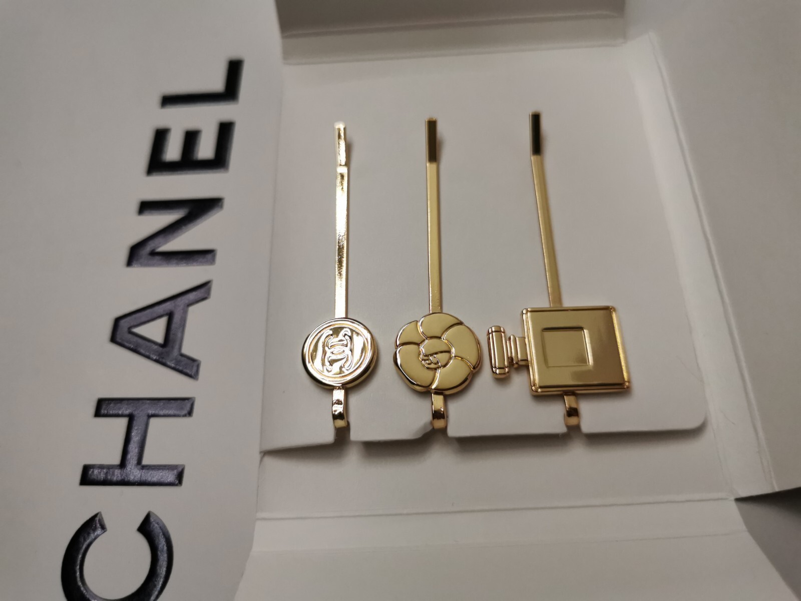 New Authentic CHANEL Hair Pins 3Pcs Set Beauty Gift Coco Logo Hair Bobby Pins