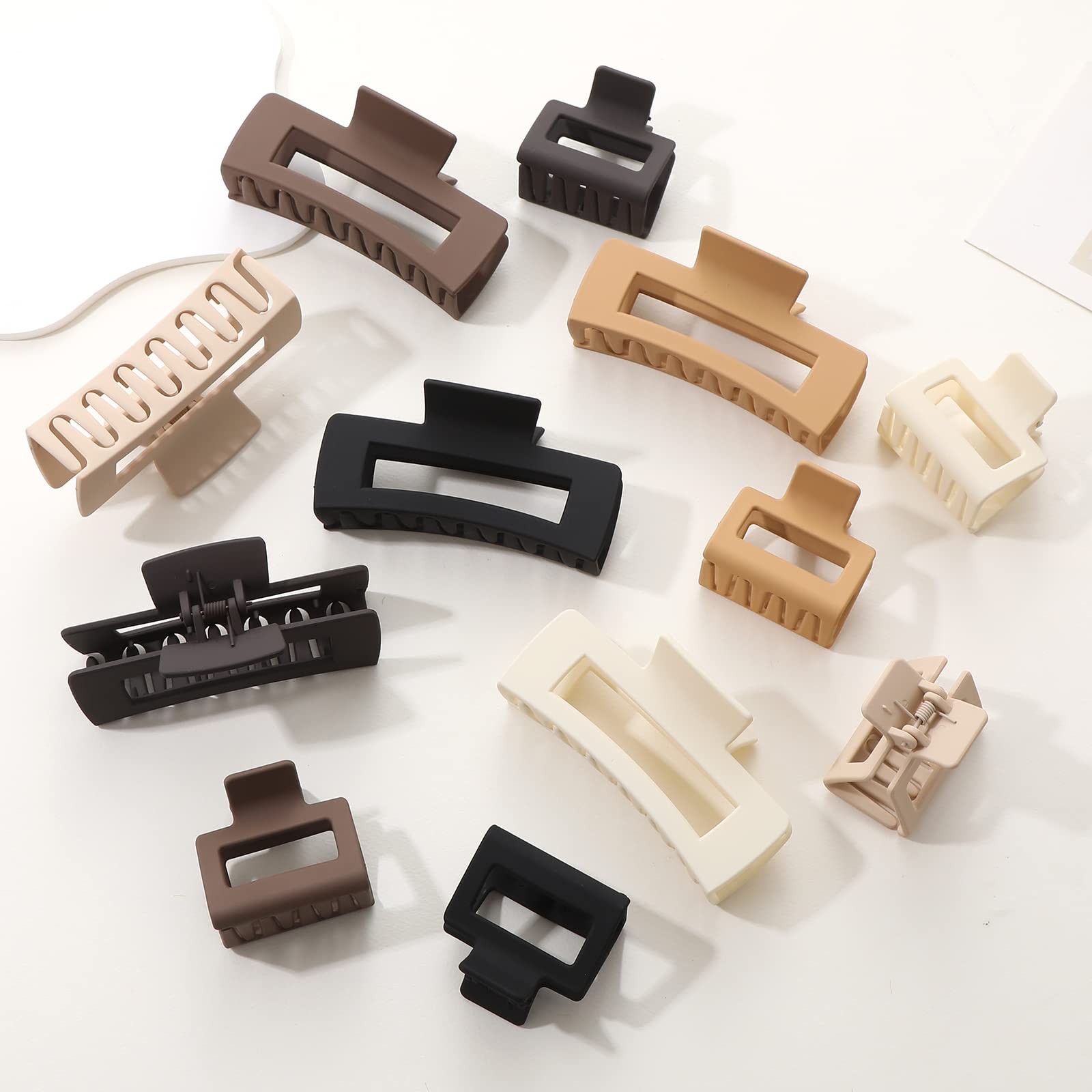Alemaky 12 Pack Square Claw Clips, Big 12 Count (Pack of 1), Mixed Neutral