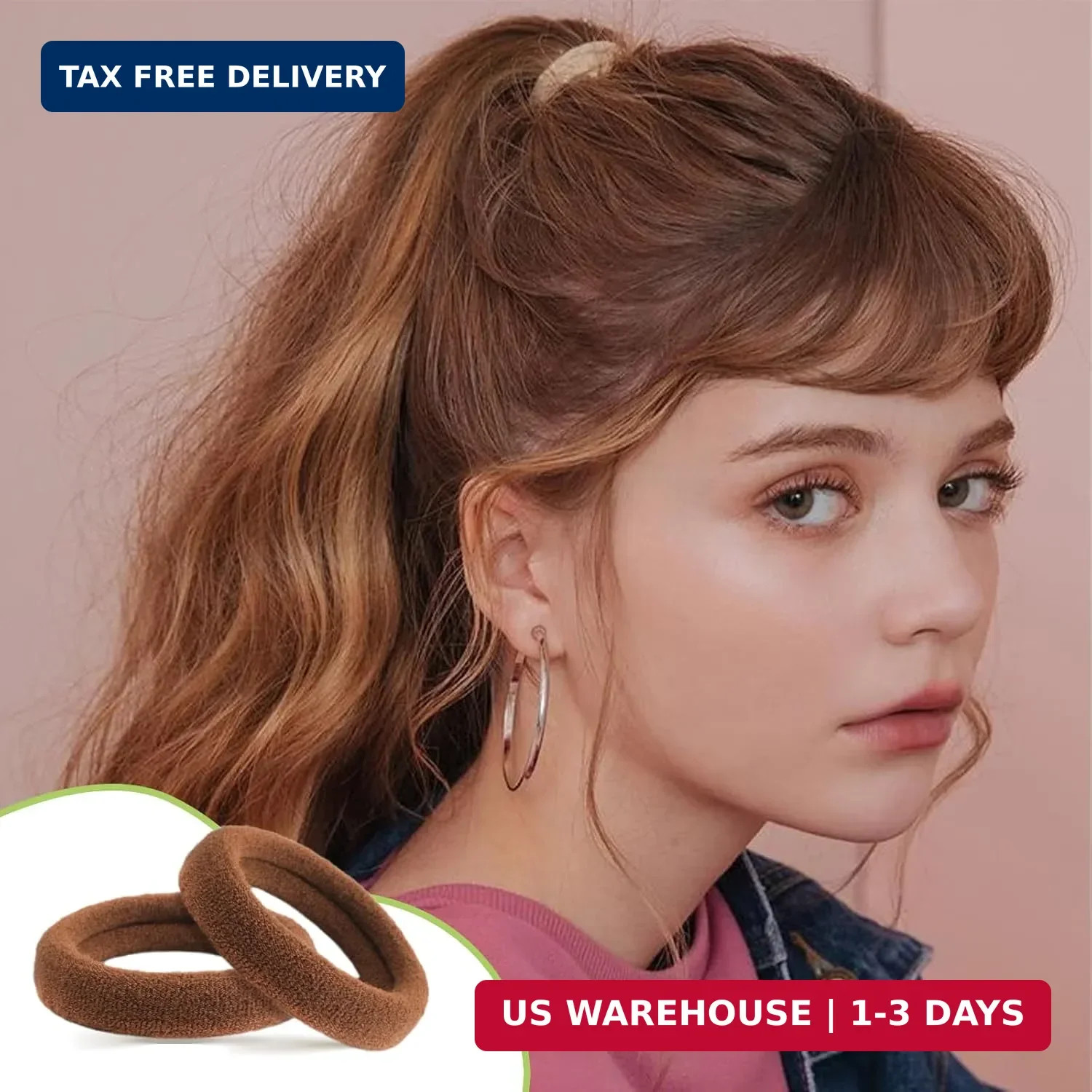 Hair Ties for No Damage, 100 PCS Soft Seamless Cotton & Nylon Elastic Ponytail H