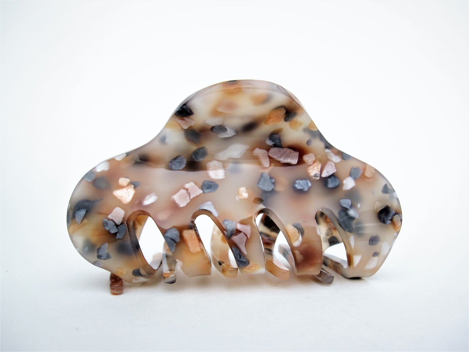 Medium copper brown beige gray marbled hair claw clip